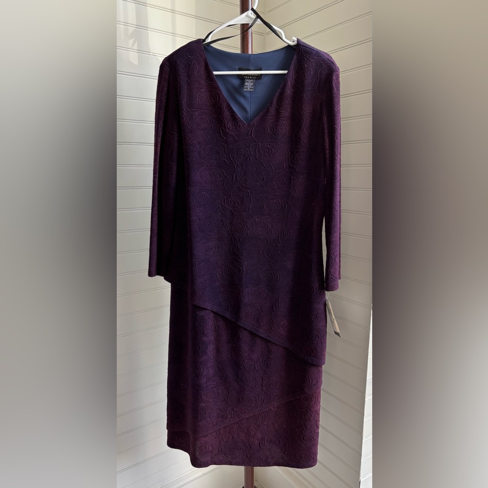 Connected Apparel Rich Purple Midi Dress